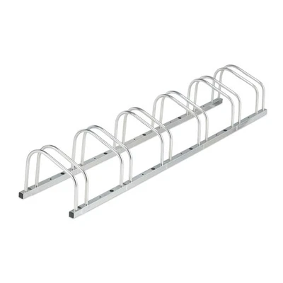 Fahrradständer Fahrradparkplatz Bodenständer Radaufsteller Bügelständer silber - Bild 1 von 4