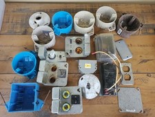 Lot of Vintage Electrical Metal Fuse Boxes, Ceiling Boxes, Lockout Timer, Plates