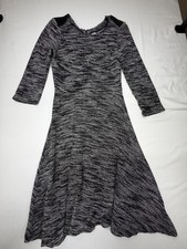 Old Navy Womens Fit Flare Dress 3/4 Sleeve Cotton Knit Zip Solid Size XS Gray