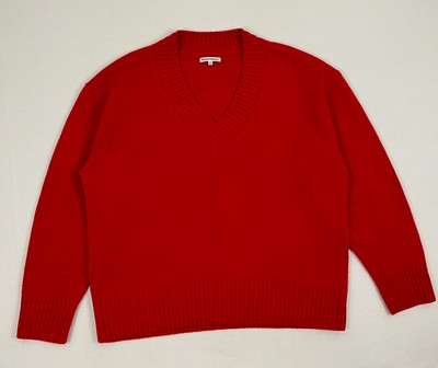 Reformation Sweater Womens M Oversized Red Recycled Cashmere Knit Crew Preppy LS