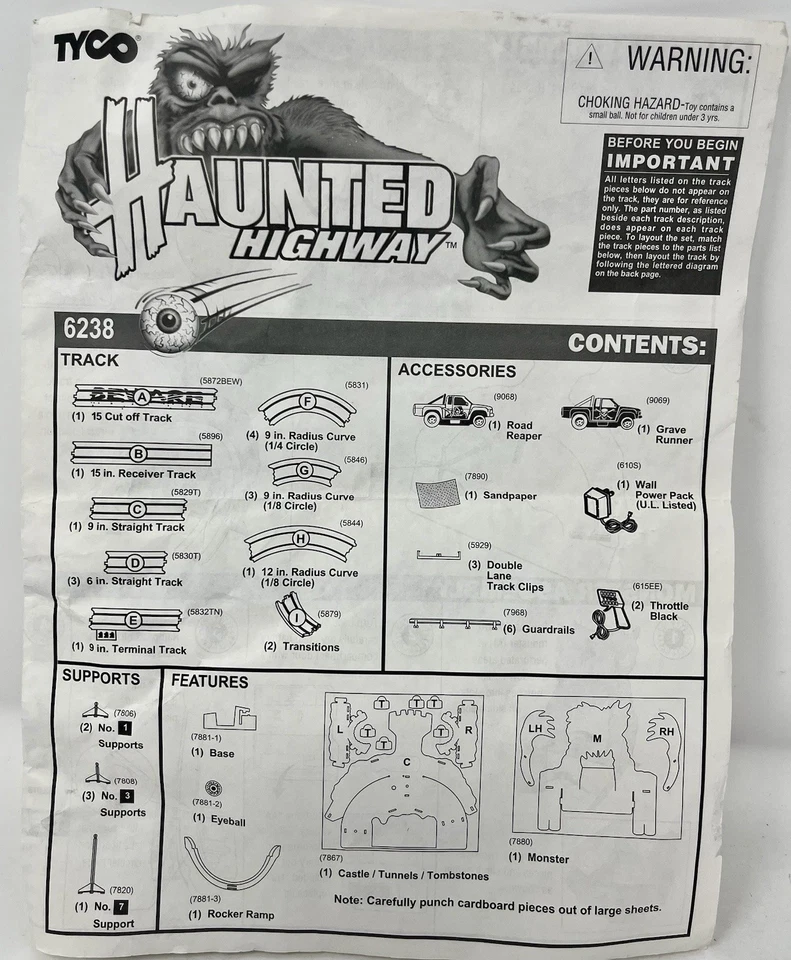 Rampa basculante Tyco Haunted Highway #7881-3 pieza de repuesto y manual Foto 2 de 4