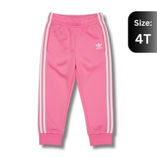 Adidas SST Kids 3 Stripes Track Pants White Mid Tone Pink Jogger Sportswear