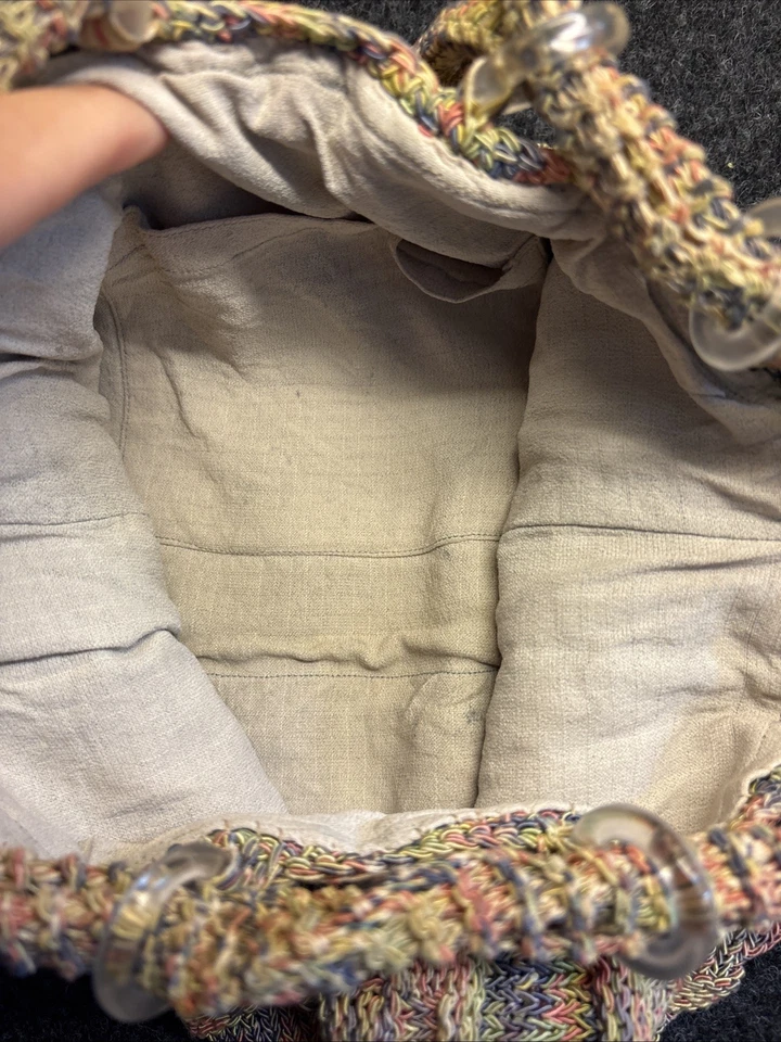 Bolso de hombro pequeño hobo multicolor hippie de ganchillo Foto 3 de 4