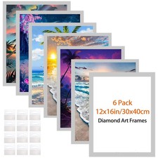 Diamond Art Frames - 6 Pack Silver 30x40cm, Magnetic Diamond Art
