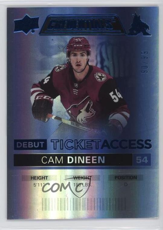 2021-22 Credentials Debut Ticket Access Blue 90/99 Cam Dineen #82 Rookie RC 6o3