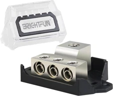 3 Way Power Distribution Block, 0/2/4AWG Input / 3X 4/8/10 AWG Outputs, Amp Powe
