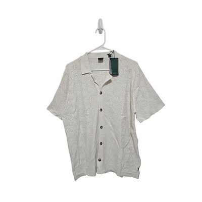 Only & Sons camp collar open knit shirt in white - Size XL