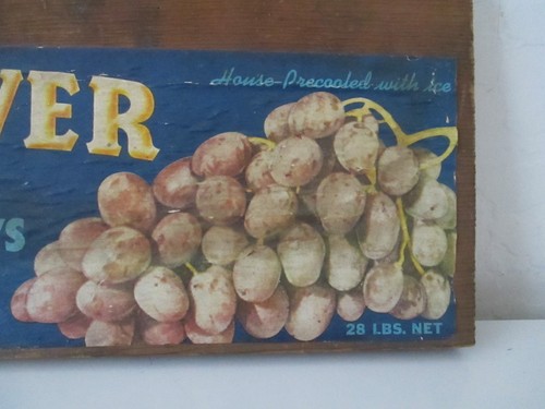 Wooden Sign Victor Fruit Growers BEAVER FLAME TOKAYS Paper on Wood 13.5" Vtg ZB - Picture 5 of 8