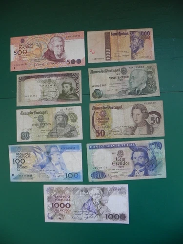Portugal 9 old banknotes