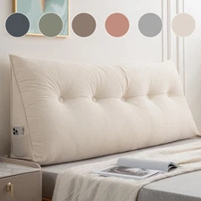 Headboard Wedge Pillow Corn Velvet Triangular Reading Backrest w/Removable Cover