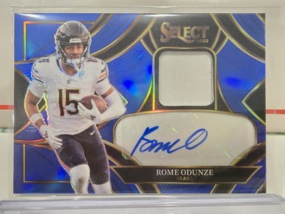 2025 Select Rome Odunze Signature Memorabilia Jersey Blue Prizm Auto /149