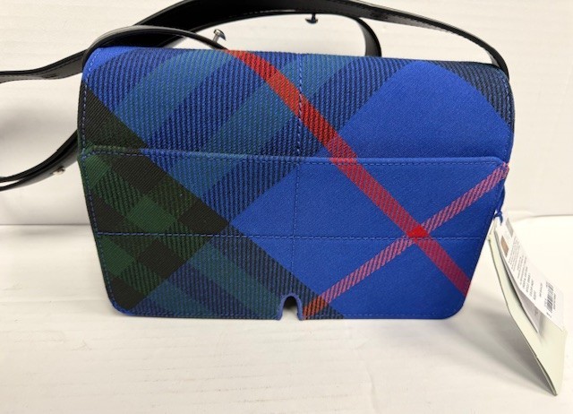 Authentic Burberry Shoulder Bag Blue Green Plaid Rare Canvas