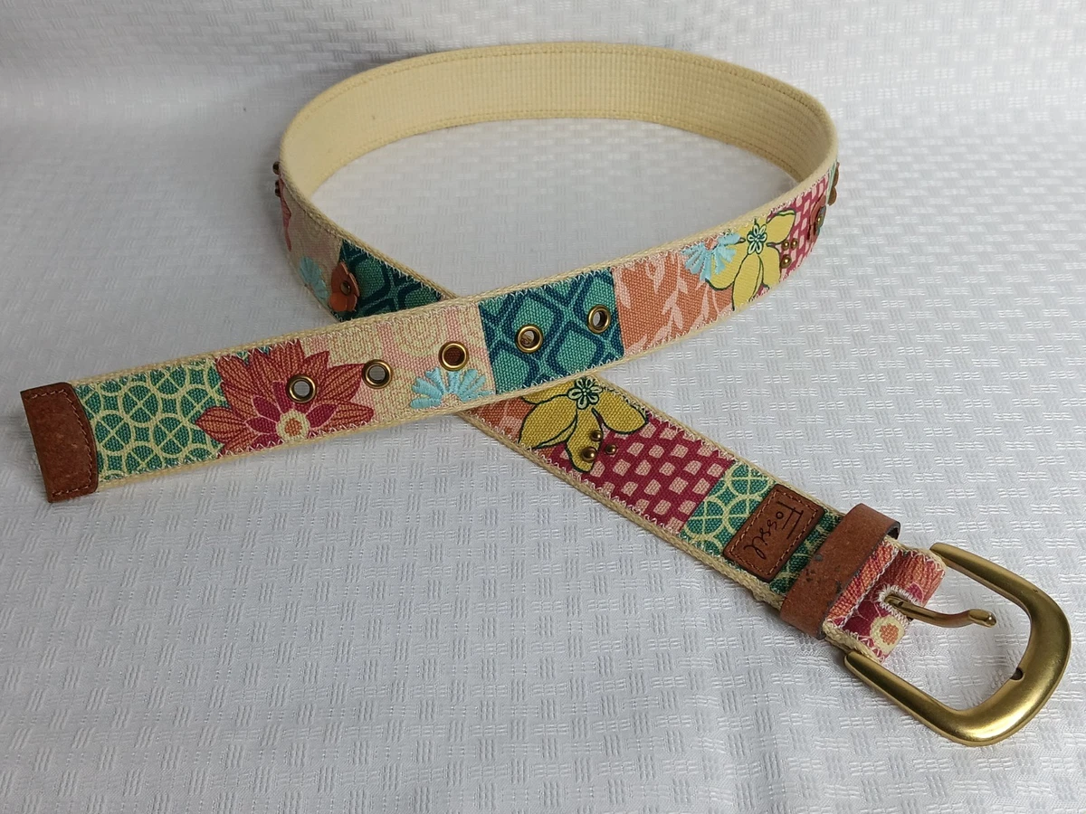 Fossil Multicolor Woven Belt with Wooden Buckle Fossil Leather Multicolor Belts for Women for sale | eBay main image 4