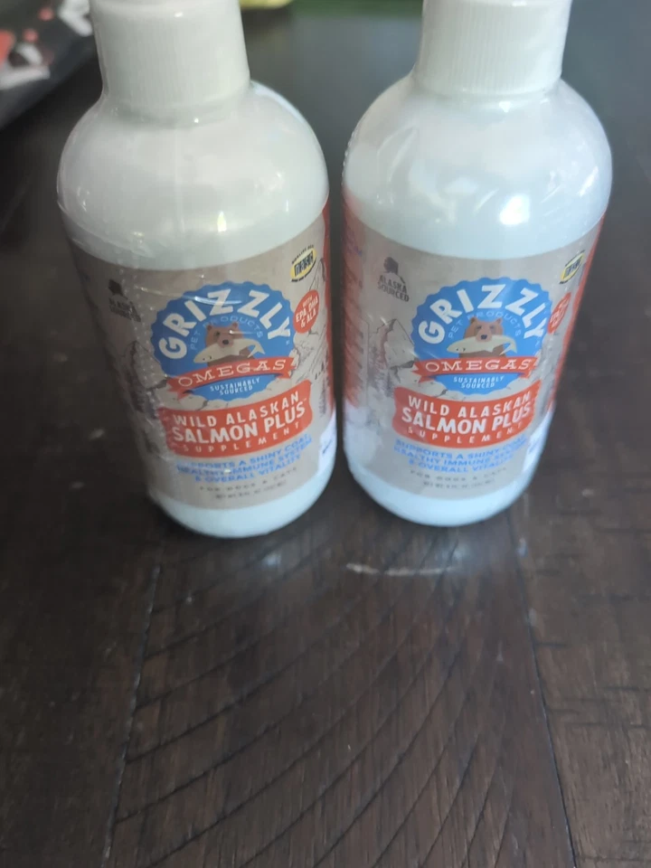 Lot Of 2 Grizzly Wild Alaskan Salmon Oil Dog Food Supplement Omega 3, 8 oz - Image 4 of 4