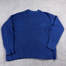 Lululemon Sweater Womens 10 Blue Merino Wool Blend Ribbed Crewneck Pullover Cozy