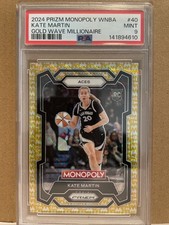 PSA 9 2024 Panini Prizm Monopoly WNBA Kate Martin #40 Gold Wave Millionaire /10