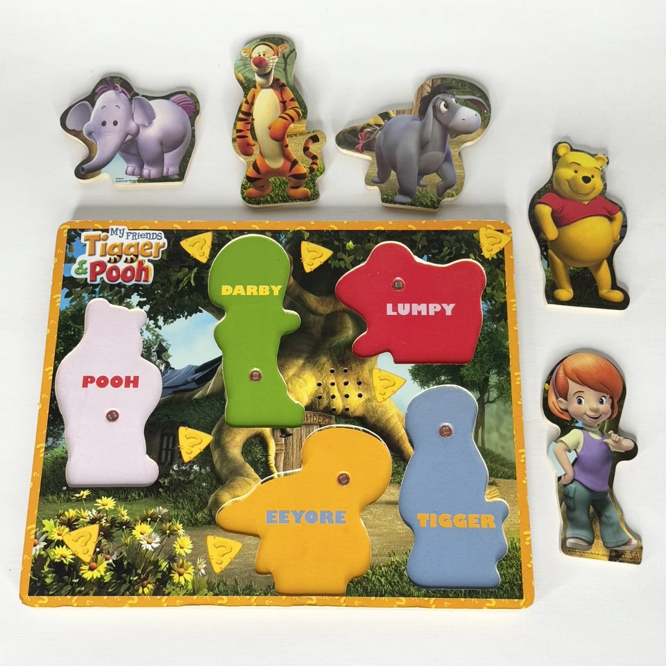 Rompecabezas de madera vintage "My Friends Tigger & Pooh" - Rompecabezas parlante 9,5 X 11" LEER Foto 3 de 4