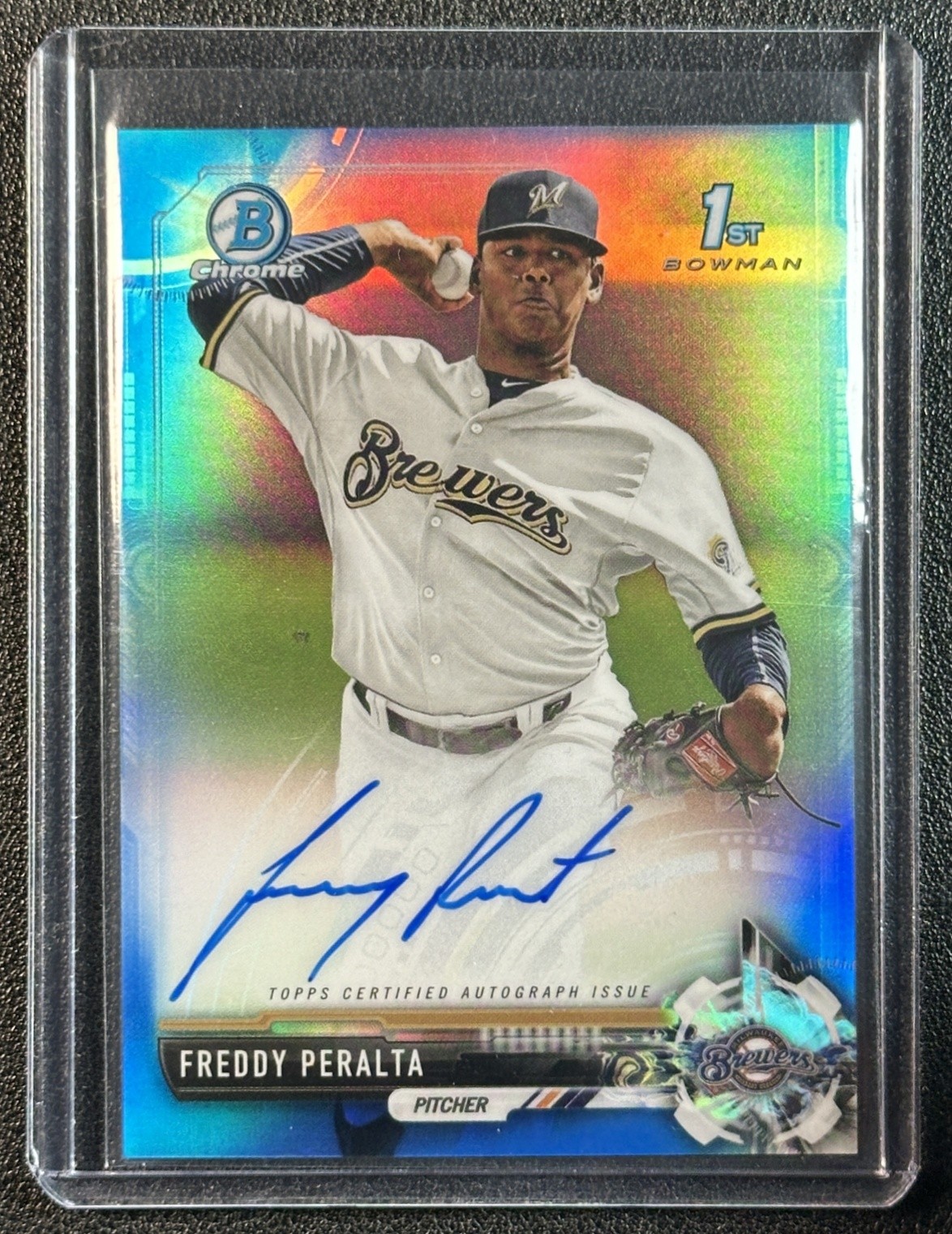 FREDDY PERALTA 2017 BOWMAN CHROME #CPA-FP PROSPECT AUTO BLUE REFRACTOR 36/150