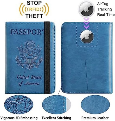 Airtag Reisepassetui Hülle Wallet Travel Essentials RFID Schutz Leder Karte - Bild 2 von 9