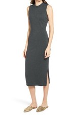 NWT Chelsea28 Sleeveless Midi Sweater Dress in Grey Charcoal Bodycon S $119