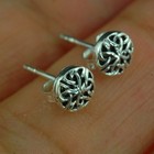 HandcraftSterling Silver 925 Intricate Pattern Silver Trinity knot Stud Earring