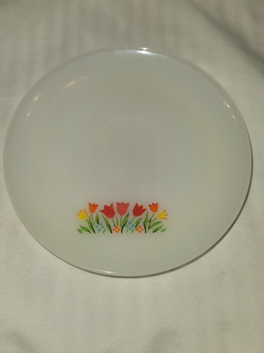 Vintage Fire King Milk Glass, Rose, Tulips and Orange Daisy Saucers (6) - Picture 6 of 6