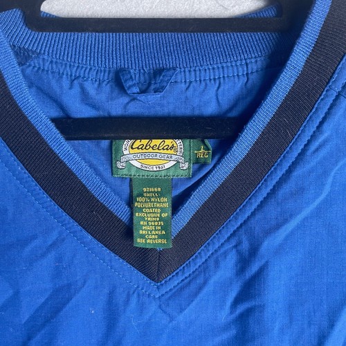 Cabela's Pullover Windbreaker V-Neck Lightweight Jacket Blue Black Large - Picture 2 of 9