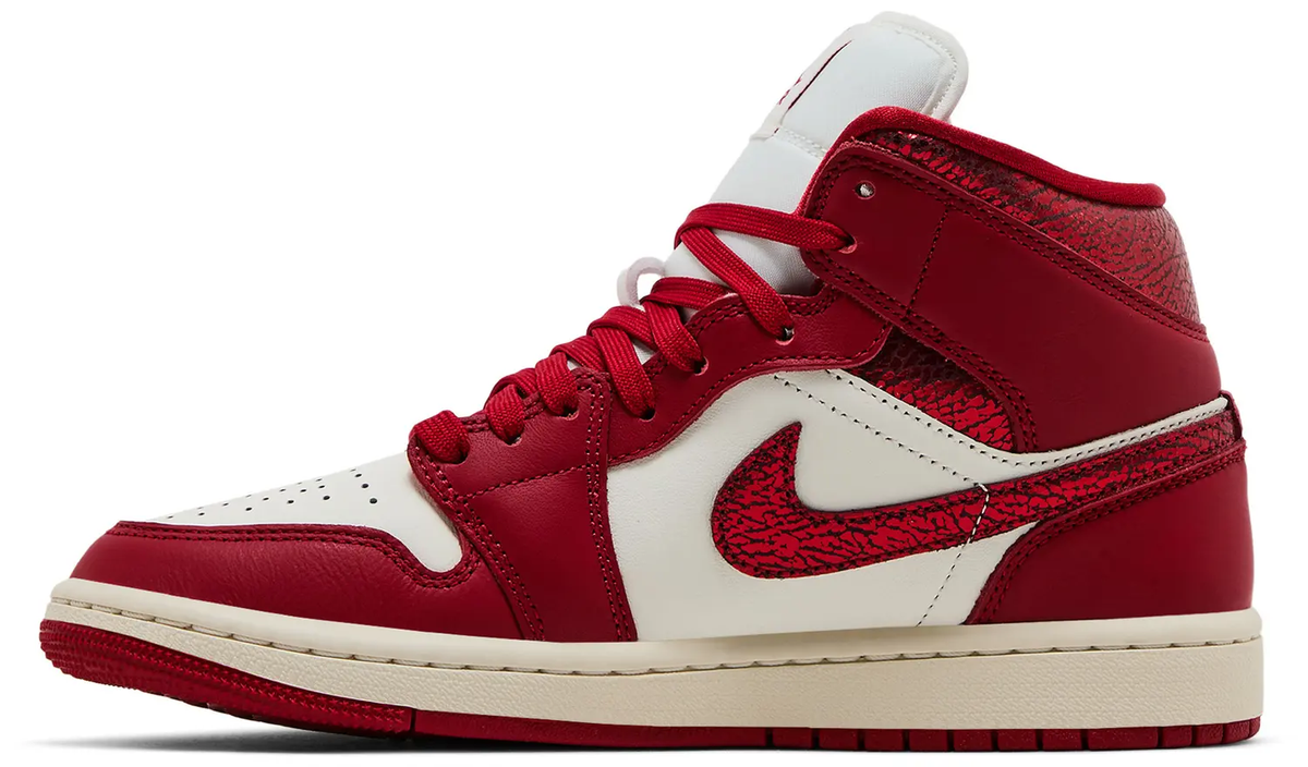 Nike Air Jordan 1 Mid SE Red Cracked Leather HJ9337-106 Womens