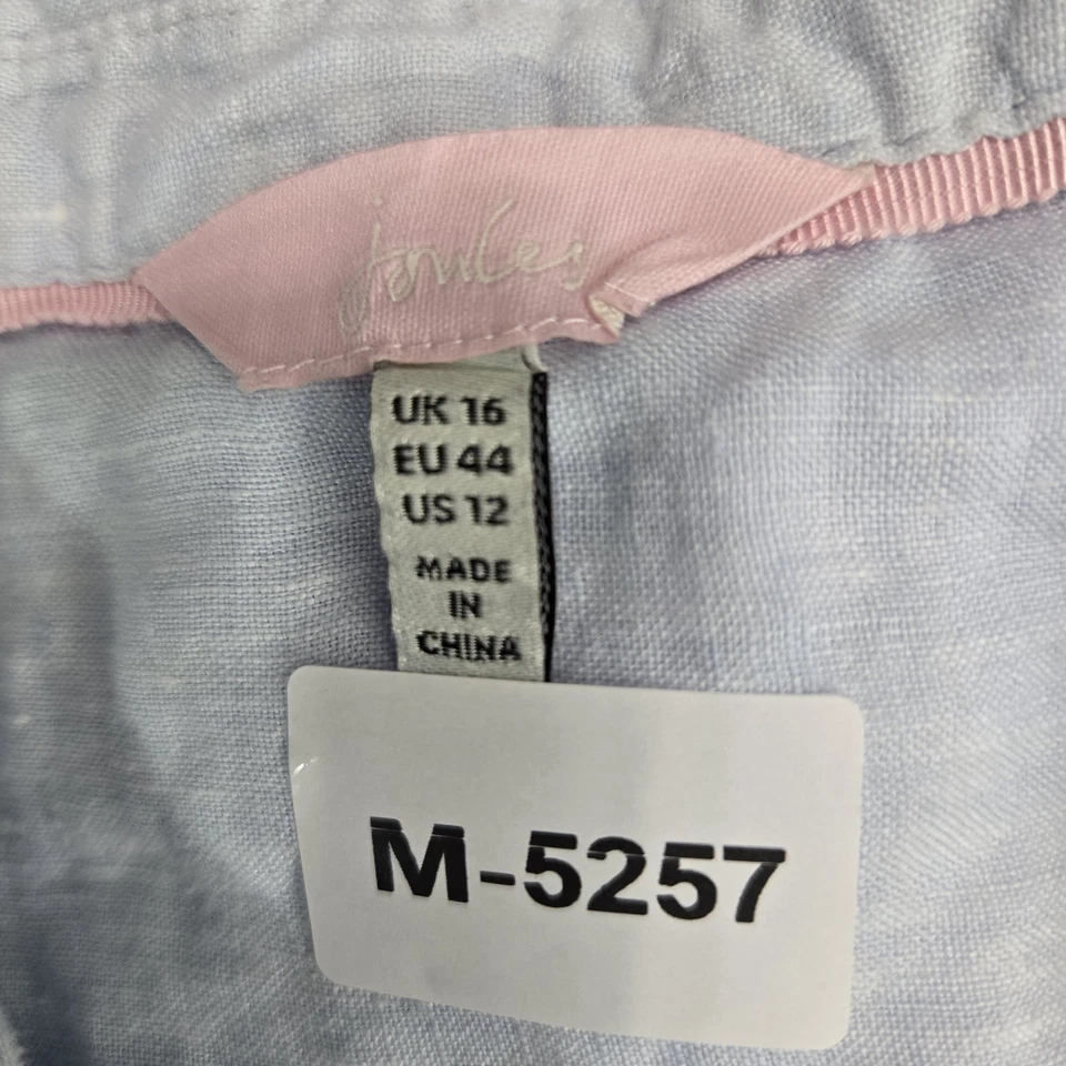 Camisa Joules Mujer Abotonada 12 Azul Lino Bordado Logo Foto 2 de 4