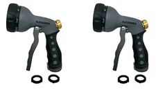 Lot Of 2 Legenda  Heavy Duty Watering Nozzle 8 Spray Patterns Fits 3/4" Hose