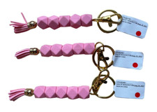 Beaded Key Chain Key Rings - Pink - 3 Pieces