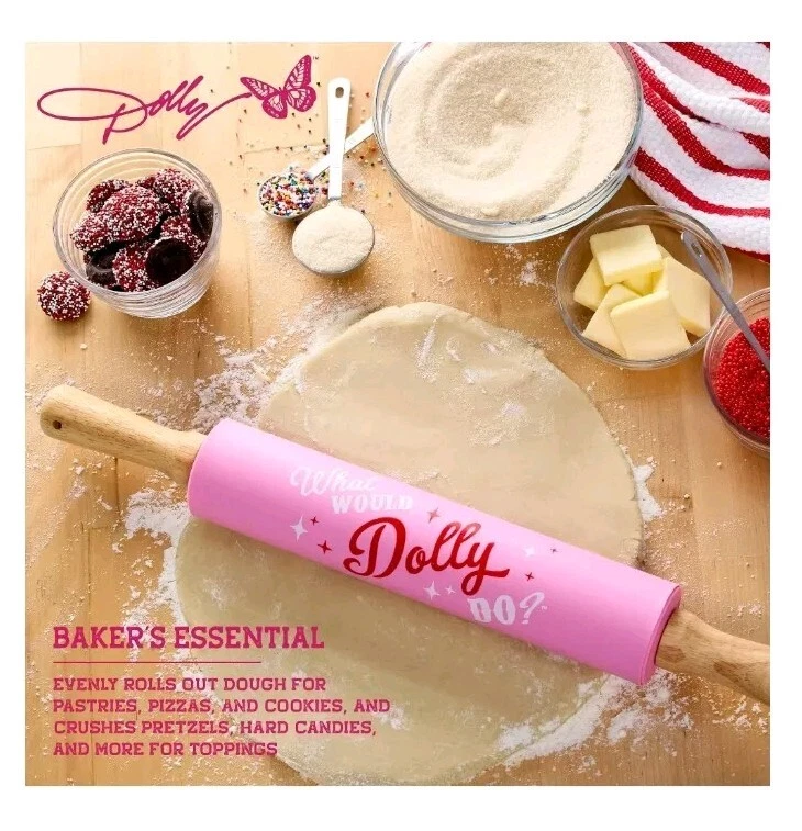 Dolly Parton Set of Two (2x) Silicone Rolling Pins (Red & Pink) 16.75" New