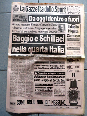 Gazzetta Dello Sport Du 23 Juin 1990 - Italie, Baggio, Schillaci - Quarta Italia