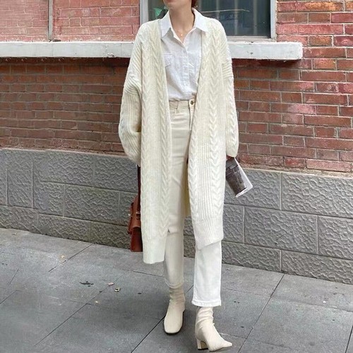 New Long Knitted Sweater Cardigan Thick Coat Women's Warm Knitted Jacket - Picture 17 of 27
