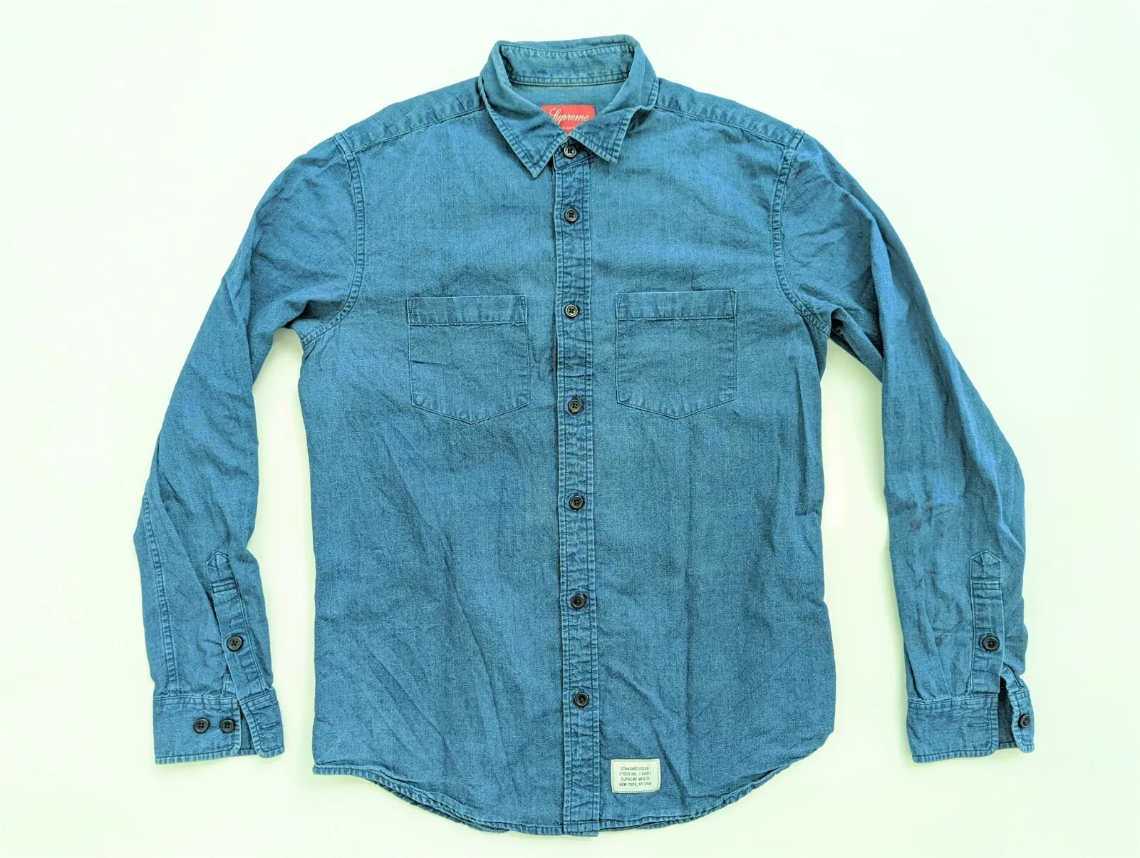 Chemise d'ingénieur en denim boutonnée édition standard SUPREME   Bleu   Petit