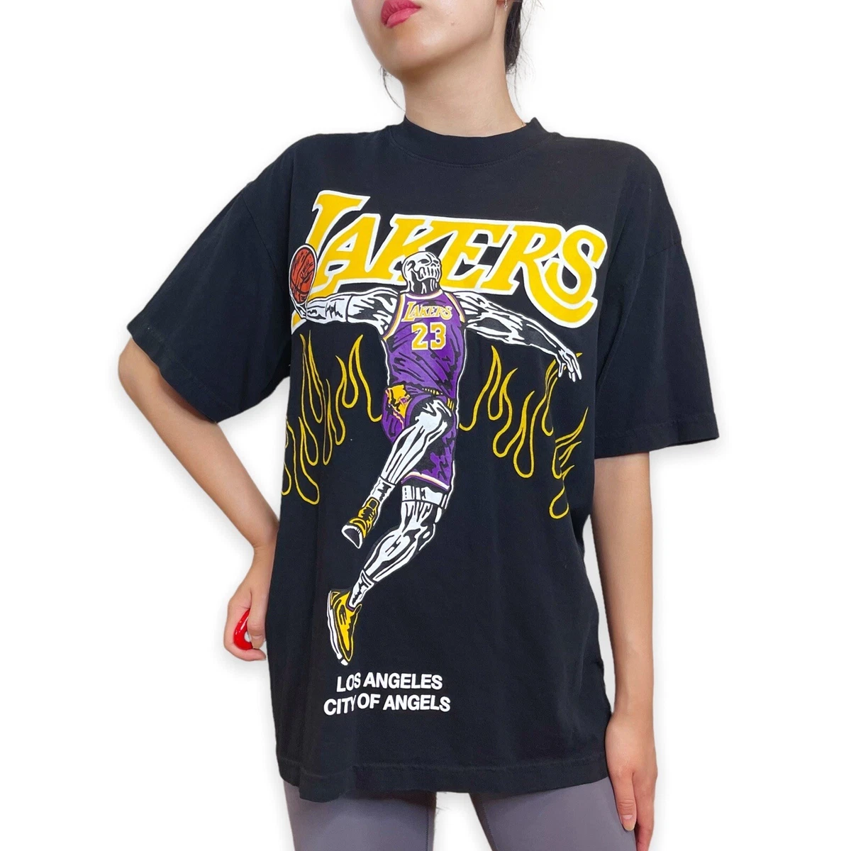 Warren Lotas x Los Angeles Lakers Lebron James Flames Tee Size M