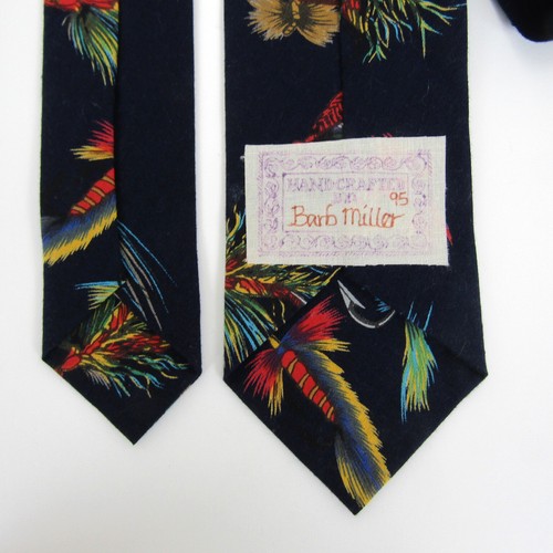 Vintage FLY FISHING Men's Tie Fish Lures Handmade 50s Style Skinny Necktie 3'' - Picture 3 of 14