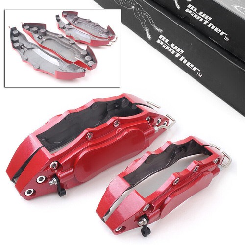 4x Car 3D Metal Brake Caliper Covers Universal Front & Rear 2 Medium+2 Small Red - Picture 3 of 11