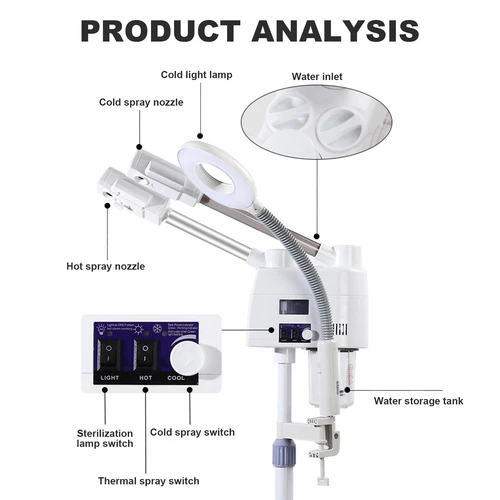 3in1 Professional Facial Steamer with 5X Magnifying Lamp for Beauty Spa Salon - Picture 11 of 19