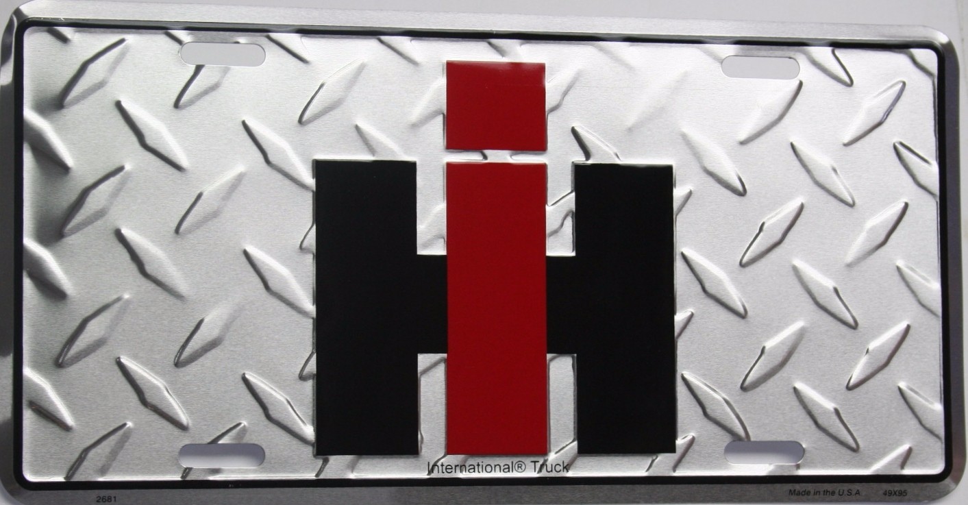 INTERNATIONAL harvester license plate tractor red tag ih combine logo