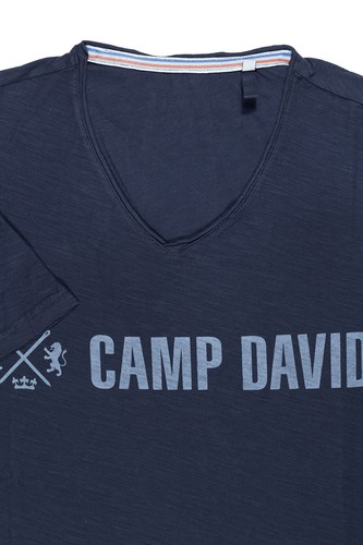 Camp David T Shirt Kurzarm Herren Baumwolle V Ausschnitt Logo - Picture 7 of 13