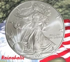 2002 $1 American Silver Eagle 1 oz .999 Pure Silver BU, Better Back Date