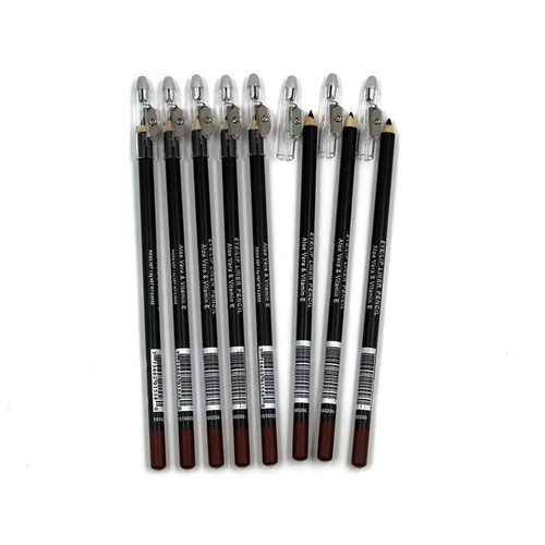 12 Pack Dark Brown & Black Waterproof Make Up Eye Liner & Lip Pencil w Sharpener - Picture 11 of 14
