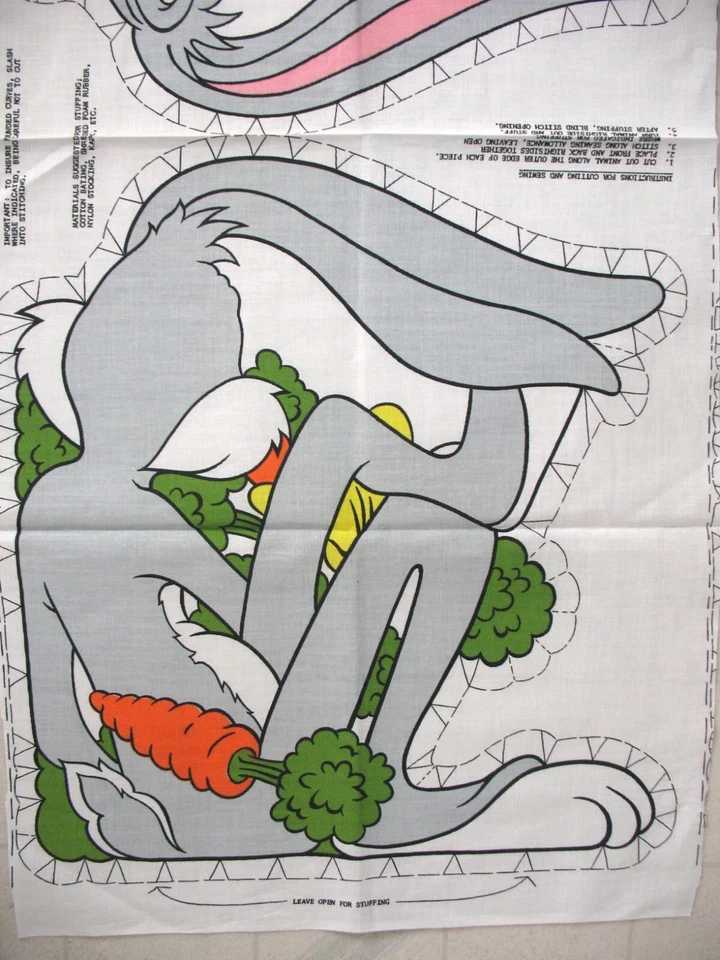 Warner Brothers BUGS BUNNY 16 英寸织物面板 16x37.5 英寸切割 SEW STUFF Applique — 第 3/4 张图片