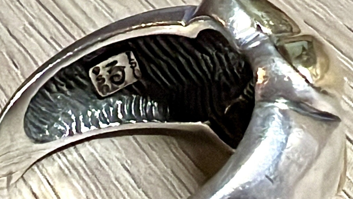 ヴィンテージ スタンプ CHUNKY シルバー950 リング Vintage Designer Hallmarked 950 Silver & 18K Gold Puffy X
