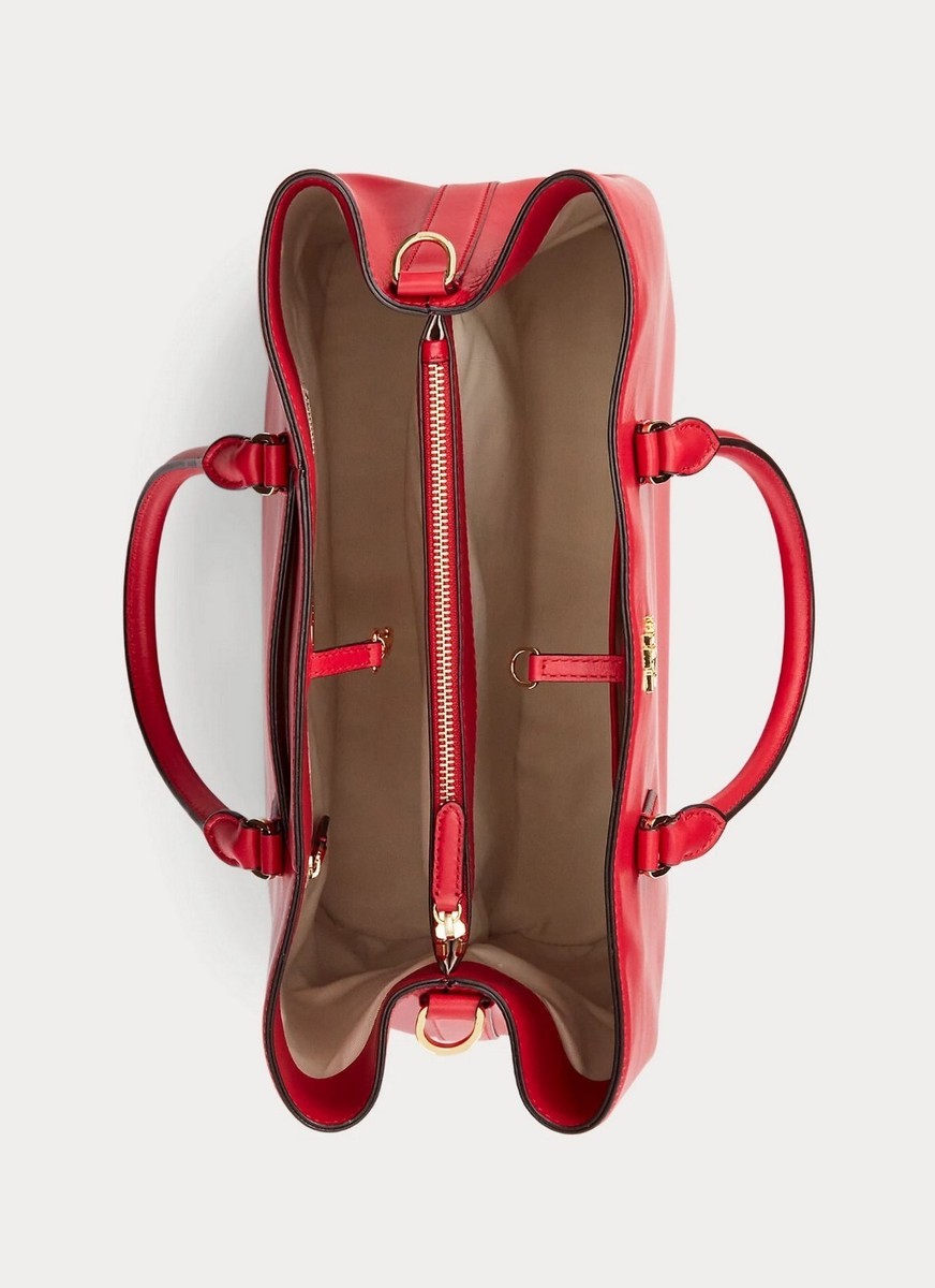 Ralph Lauren Full-Grain Smooth Leather Large Marcy 36 Satchel Bag  