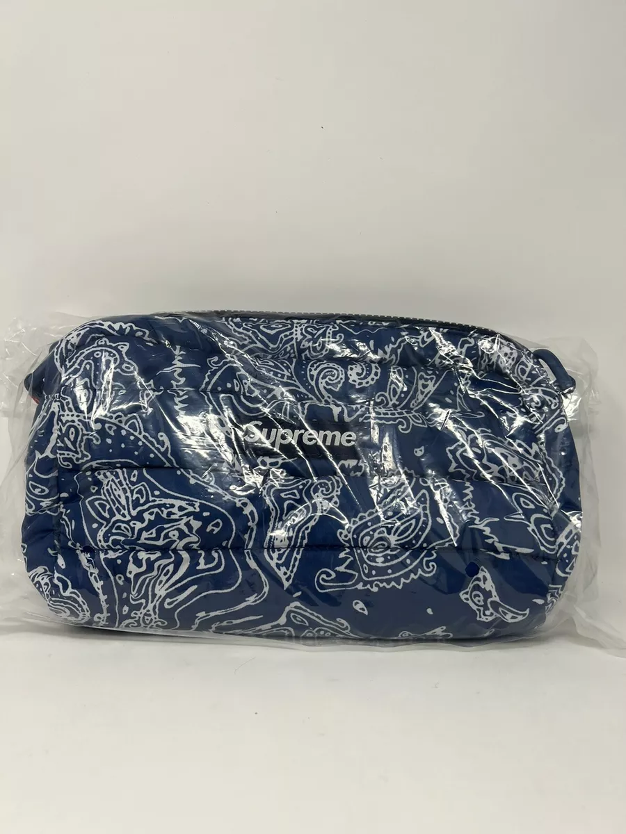 Supreme Pertex Puffer Side Bag Blue Paisley FW22 Authentic Brand New