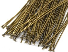 Head Pin, 144 Antiqued Brass Plated 21 Gauge 2 Inches Long Head Pins