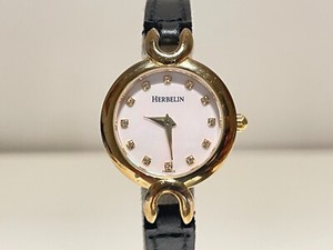 Authentic VINTAGE LUXURY BEAUTIFUL WOMEN FRANCE GOLD PLATED QUARTZ WATCH"MICHAEL HERBELIN"