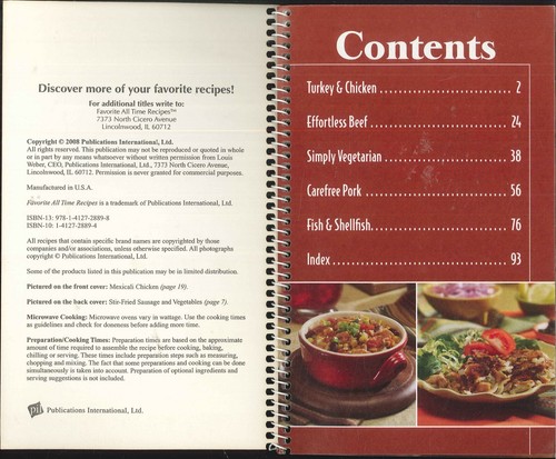 Incredibly Easy One Dish Cookbook 2008 Turkey Chicken Beef Pork Fish Vegetarian - Picture 6 of 7